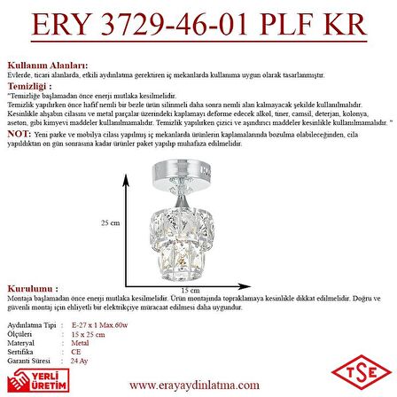 ERY 3729-46-01 Plofonyer Krom Tekli Avize