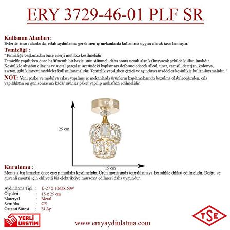 Eray Aydınlatma ERY 3729-47-01 Plofonyer Sarı Tekli Avize