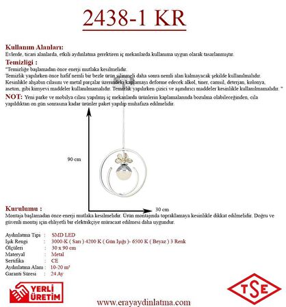 2438-1 Krom Led Avize