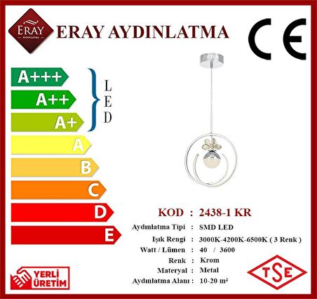 2438-1 Krom Led Avize