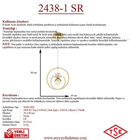 2438-1 Sarı Led Avize