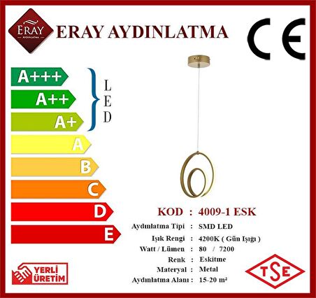 4009-1 Eskitme Tekli Led Avize