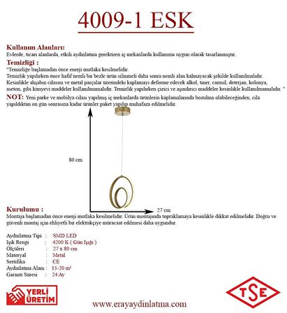 4009-1 Eskitme Tekli Led Avize