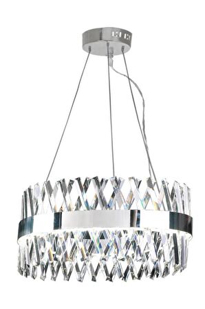 8010-60 Krom 60 lık Ledli Kristal Avize