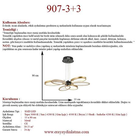 907-3+3 6lı Sarkıt Led Avize