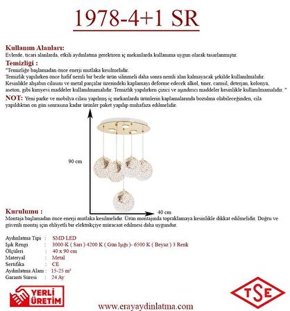 1978-4+1 5li Sarkıt Led Avize