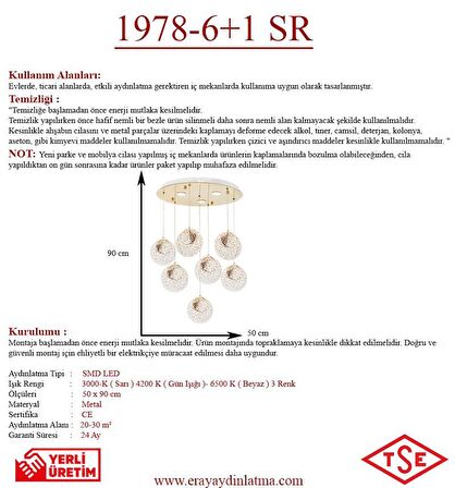 1978-6+1 7li Sarkıt Led Avize