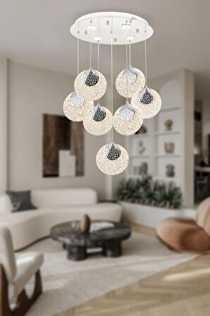 Eray Aydınlatma 1978-6+1 7li Krom Sarkıt Led Avize