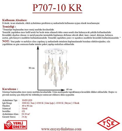 P7077-10 10lu Krom Sarkıt Led Avize