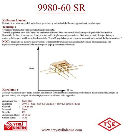 9980-60 Sarı Led Avize