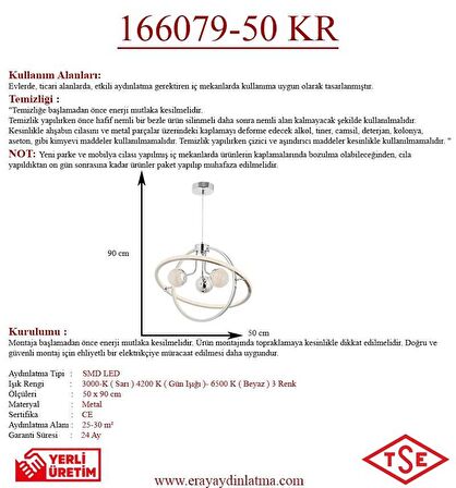 Eray Aydınlatma 166079-50 Krom Sarkıt Led Avize