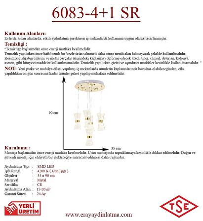 6083-5 5li Sarkıt Led Avize