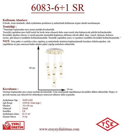 6083-7 7li Sarkıt Led Avize