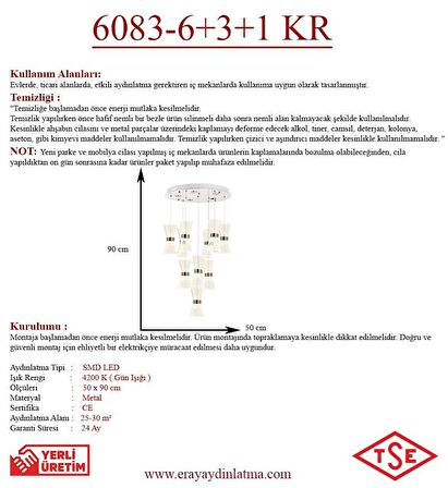 6083-10 10lu Krom Sarkıt Led Avize