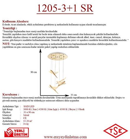 1205-3+1 4lü Sarkıt Led Avize