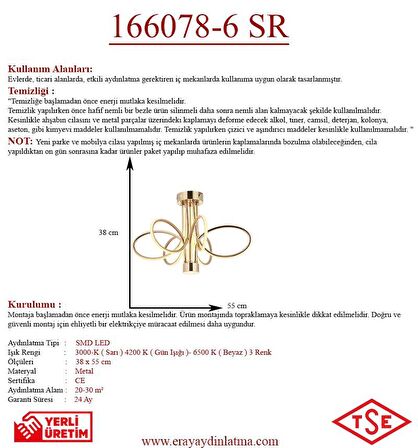 166078-6 Sarı Led Avize