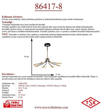 86417-8 Sarı Led Avize