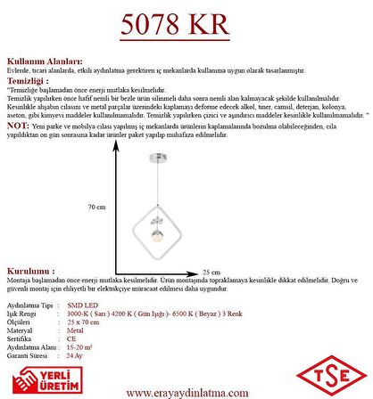 5078-25 KR Led Krom Avize