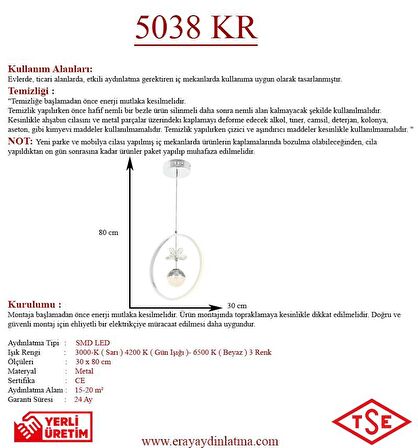 5038-25 KR Led Krom Avize