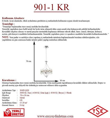 901-1 KR Tekli Led Avize