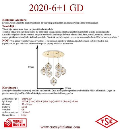 2020-6+1 7li Sarkıt Led Avize