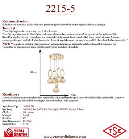 2215-5 5li Sarkıt Led Avize