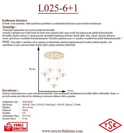 L025-6+1 7li Sarkıt Led Avize