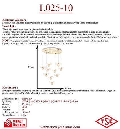 L025-10 10lu Sarkıt Led Avize