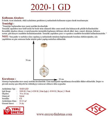 2020-1 GD Tekli Sarkıt Led Avize