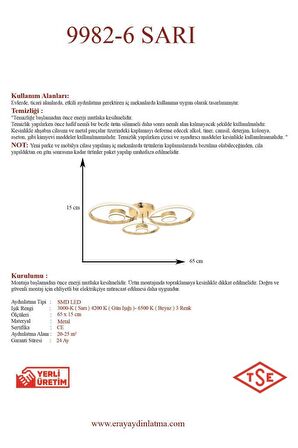 9982-6 Sarı Led Avize