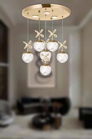 2560-5+1 6 Li Sarı Led Avize
