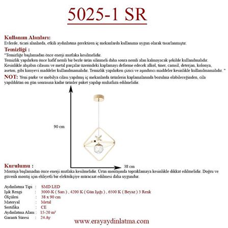 5025-1 Gold Led Avize