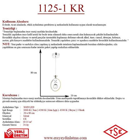 1125-1 Krom Led Avize