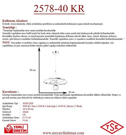 2578-40 Krom Led Avize