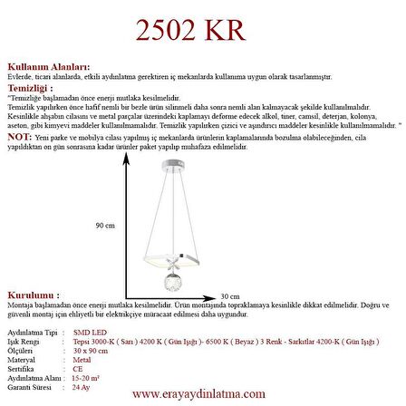 2502-1 Krom Led Avize