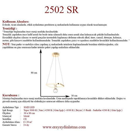 2502-1 Gold Led Avize