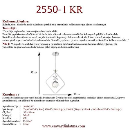 2550-1 Krom Led Avize