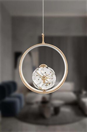 1807-1 Gold Kristal Taşlı Led Avize