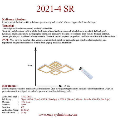 2021-4 Sarı Dimmer Kumandalı Led Avize