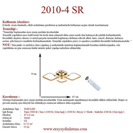 2010-4 Sarı Dimmer Kumandalı Led Avize