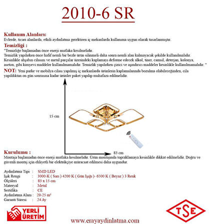 2010-6 Sarı Dimmer Kumandalı Led Avize