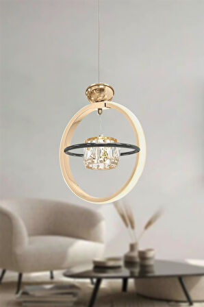 SL001 Gold Taşlı Led Avize