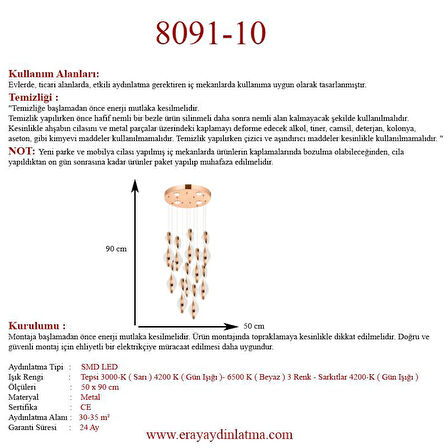 8091-10 10lu Sarkıt Led Avize