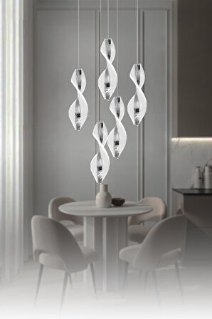 Eray Aydınlatma 8091-4+1 5li Krom Sarkıt Led Avize
