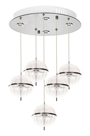 Eray Aydınlatma 8265-4+1 5li Krom Sarkıt Led Avize