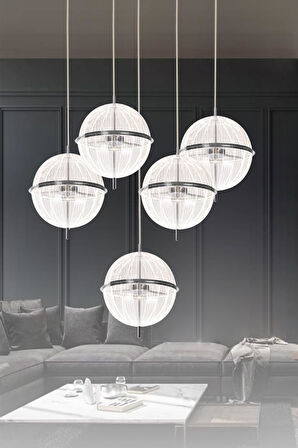 Eray Aydınlatma 8265-4+1 5li Krom Sarkıt Led Avize