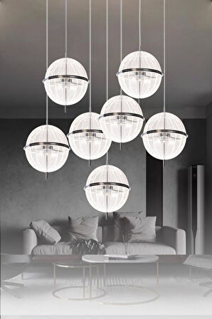 Eray Aydınlatma 8265-6+1 Krom Sarkıt Led Avize