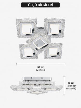 Eray Aydınlatma A016-4+1 Krom Dimmer Kumandalı Led Avize