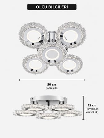 Eray Aydınlatma A017-4+1 Krom Dimmer Kumandalı Led Avize