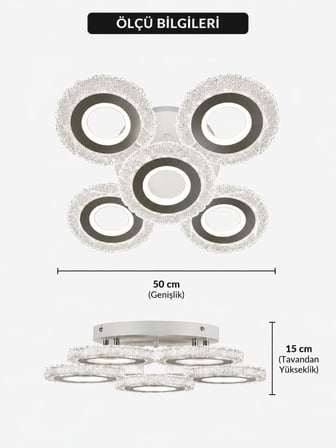 Eray Aydınlatma A017-4+1 Beyaz Dimmer Kumandalı Led Avize